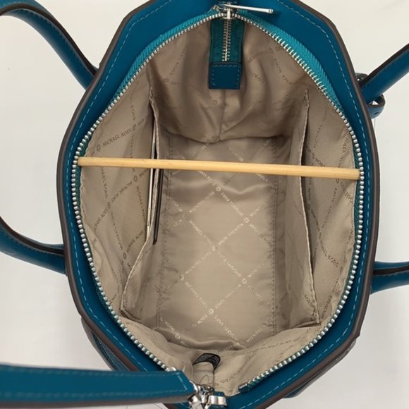 Michael Kors Avril Small Leather Top-Zip Satchel Lagoon color - Picture 9 of 16